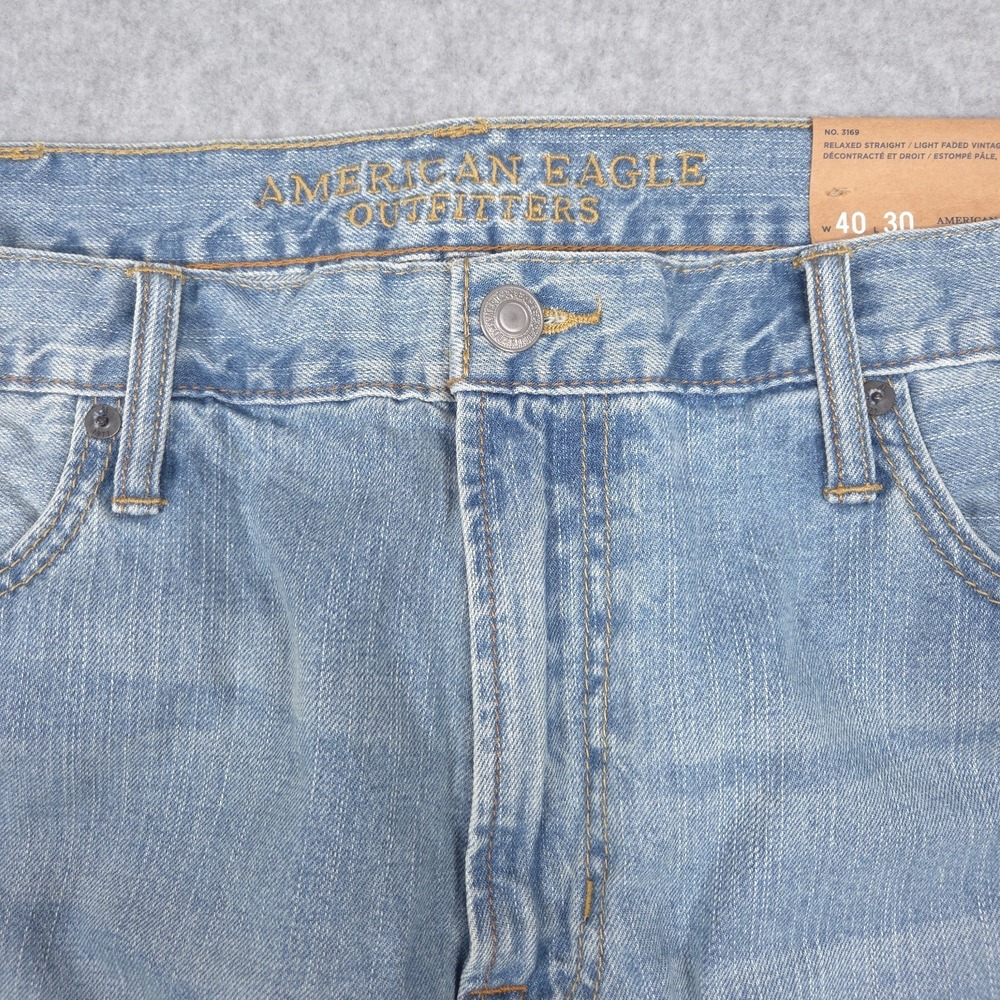American Eagle Mens Size 40x30 Light Blue Relaxed Straight Denim Jeans Unworn - Picture 5 of 16